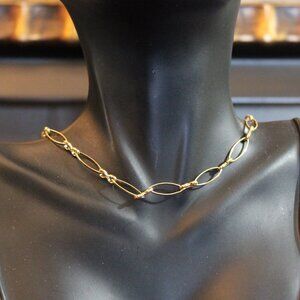 Gold Tone Open Link Chain Choker Necklace